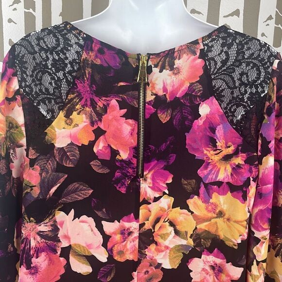 Jennifer Lopez Floral & Lace Batwing Sleeve Blouse sz M - Picture 6 of 8